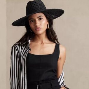 NWT Banana Republic Factory Linen Crop Bustier Black Top Size 10.